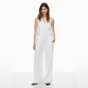 Wilfred White Wide-Leg Linen Pants